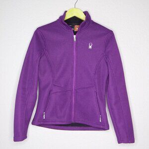 SPYDER Purple Knit Fleece Lined Zip Front Sweater Jacket Warm Insulated Size M